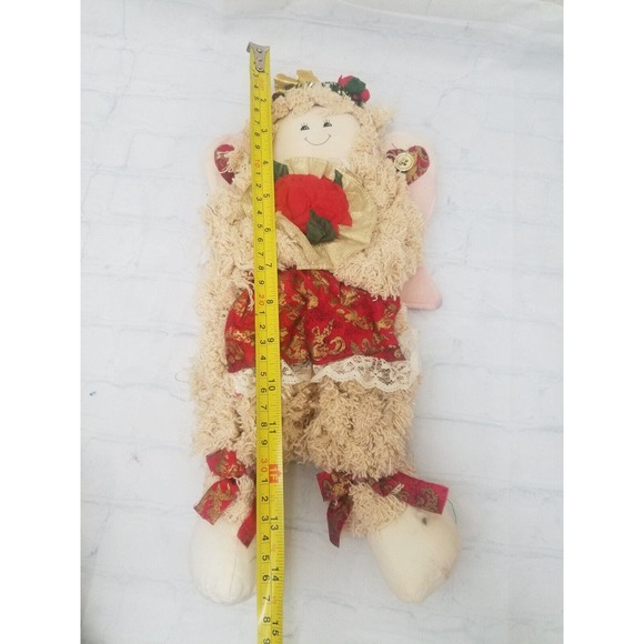 Vintage Rag Doll Shredded Angel Floral Headband Christmas Holiday Decoration 15” - Picture 12 of 13